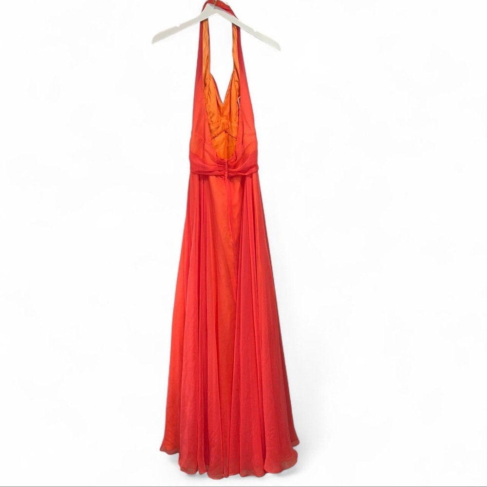 ❤️Vintage Mike Benet Coral Chiffon Halter Prom Dress ✨ - Picture 5 of 5